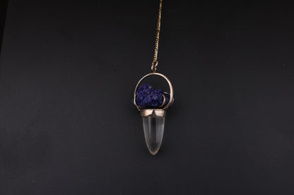 Clear Quartz with Azurite Pendants