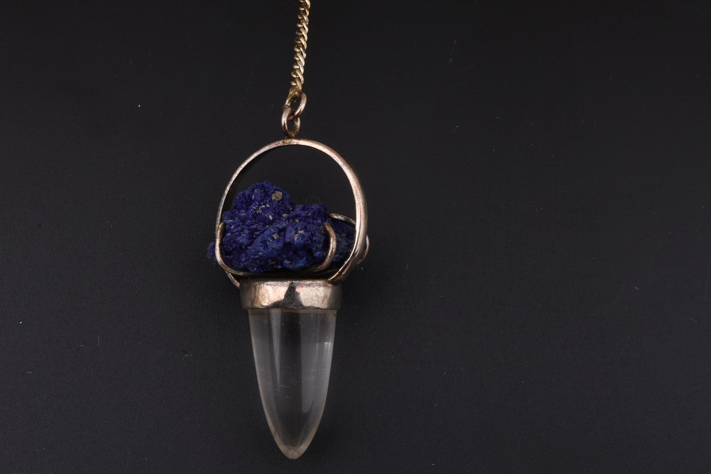 Clear Quartz with Azurite Pendants