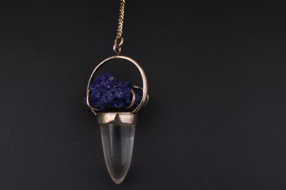 Clear Quartz with Azurite Pendants