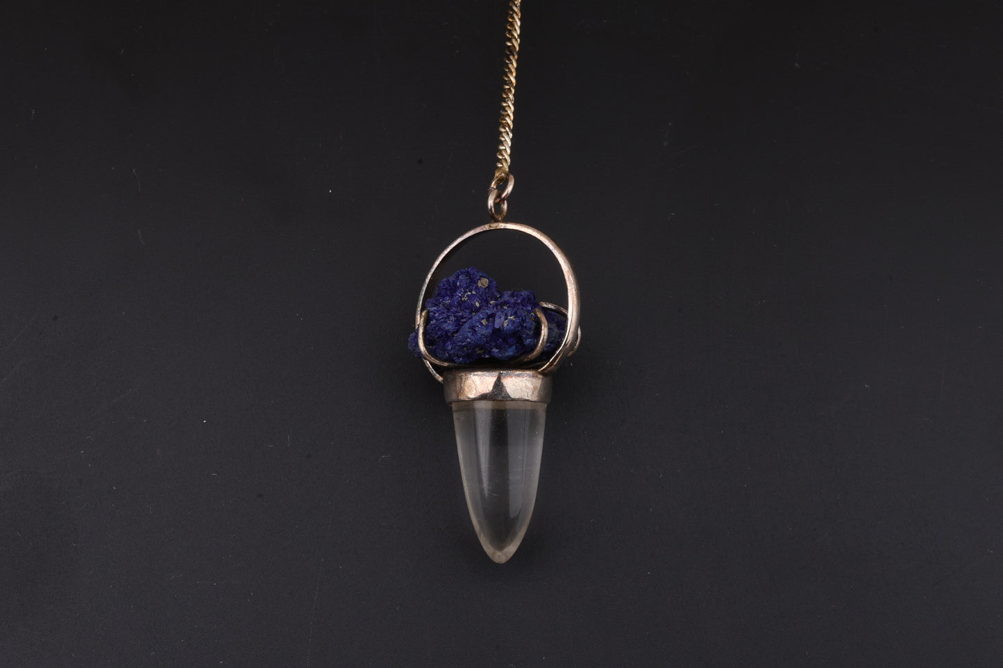 Clear Quartz with Azurite Pendants