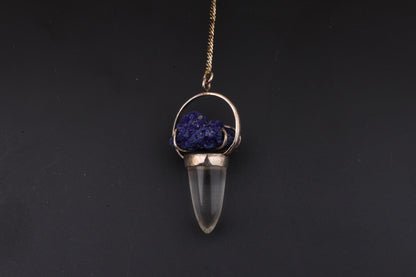 Clear Quartz with Azurite Pendants