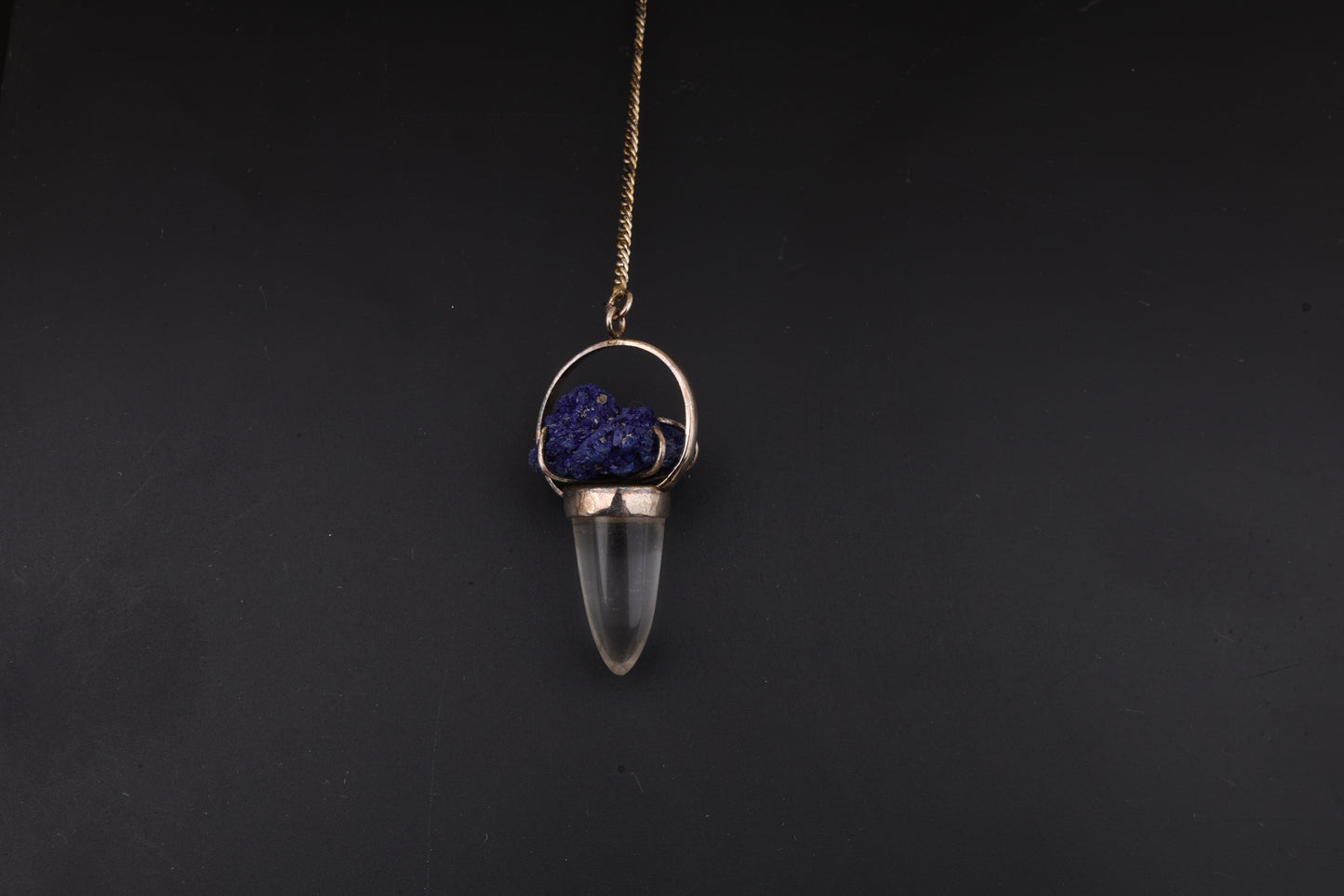 Clear Quartz with Azurite Pendants