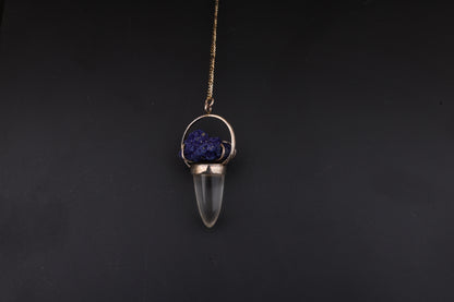 Clear Quartz with Azurite Pendants