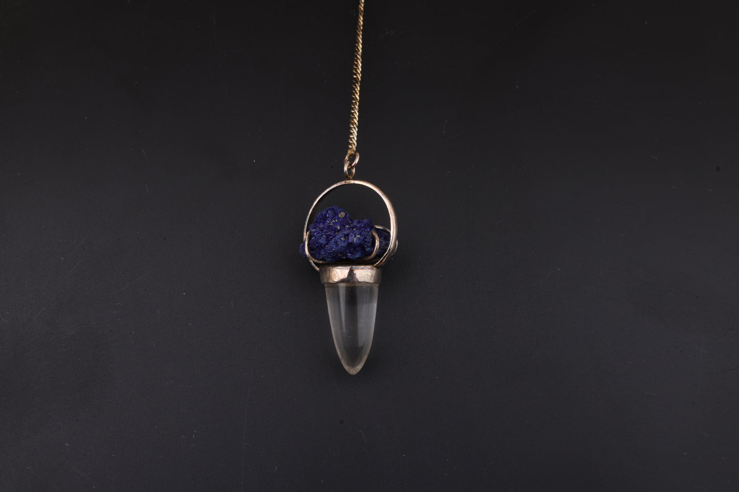 Clear Quartz with Azurite Pendants