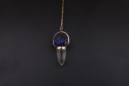 Clear Quartz with Azurite Pendants