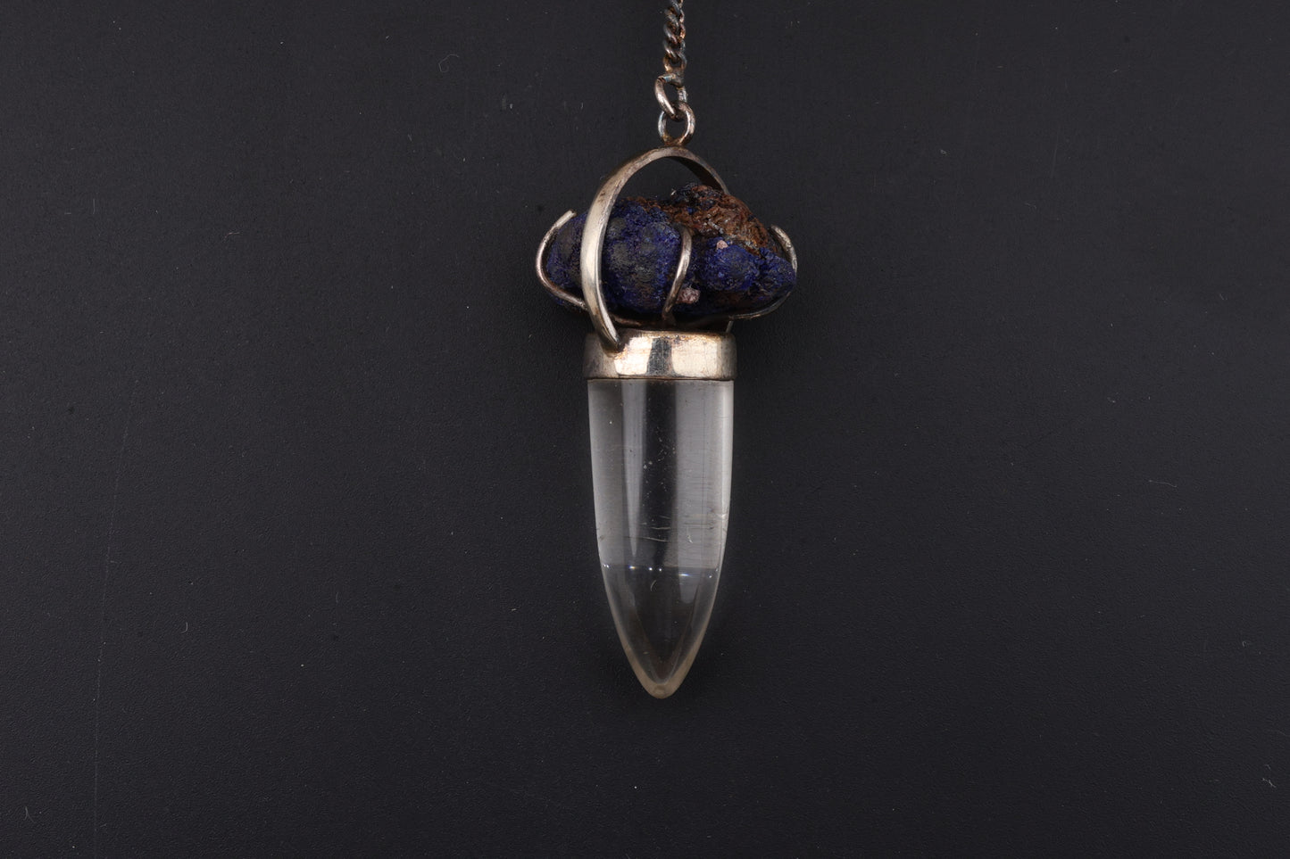 Clear Quartz with Azurite Pendants