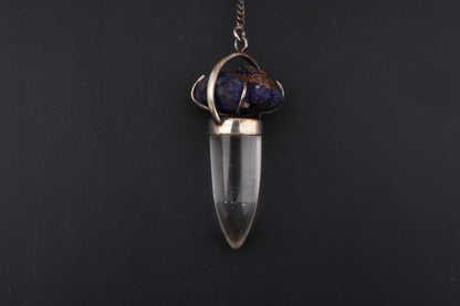 Clear Quartz with Azurite Pendants