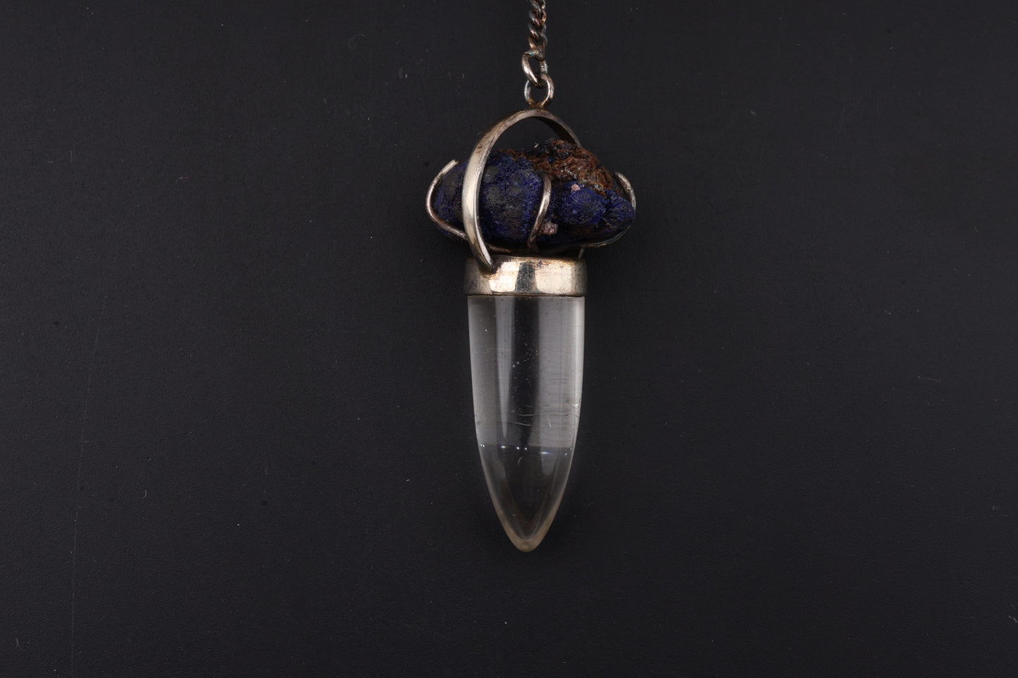 Clear Quartz with Azurite Pendants
