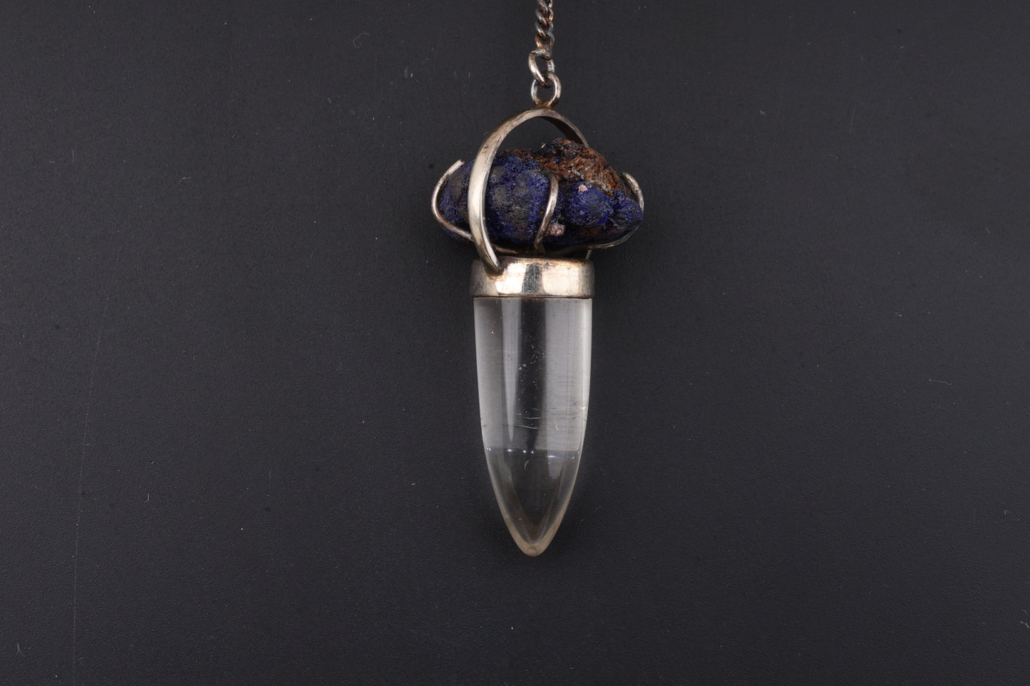 Clear Quartz with Azurite Pendants