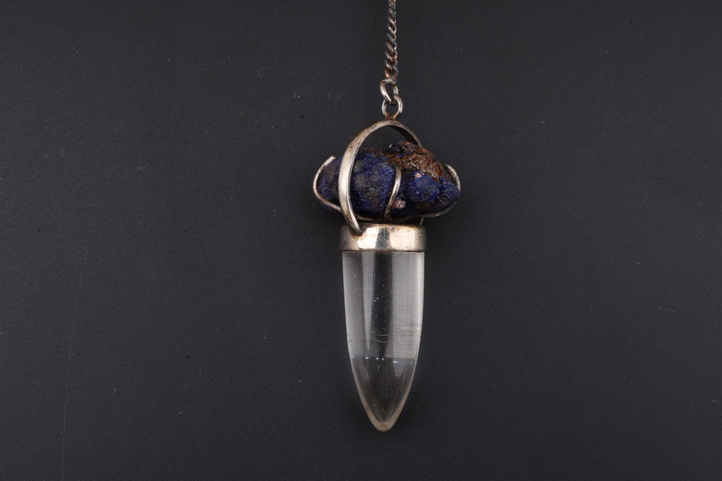 Clear Quartz with Azurite Pendants