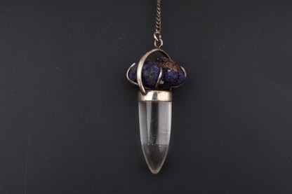Clear Quartz with Azurite Pendants