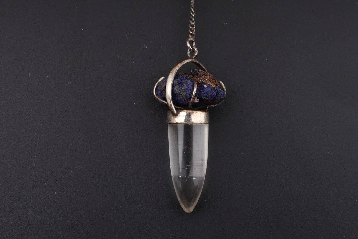 Clear Quartz with Azurite Pendants