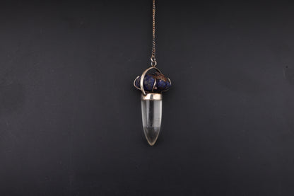 Clear Quartz with Azurite Pendants
