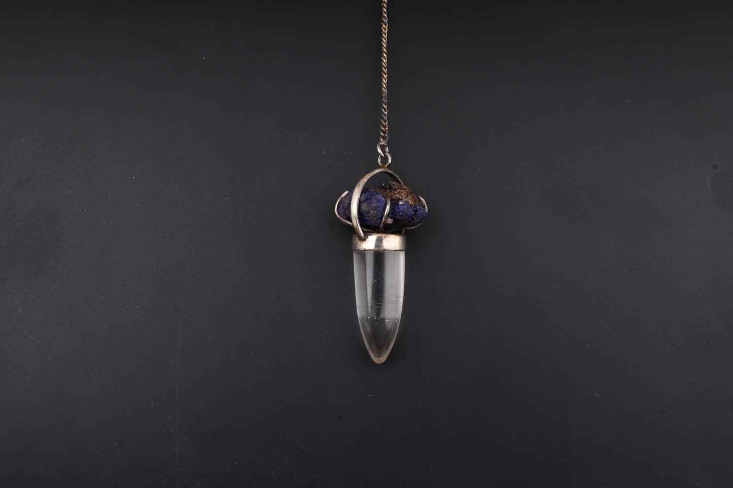Clear Quartz with Azurite Pendants