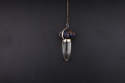 Clear Quartz with Azurite Pendants