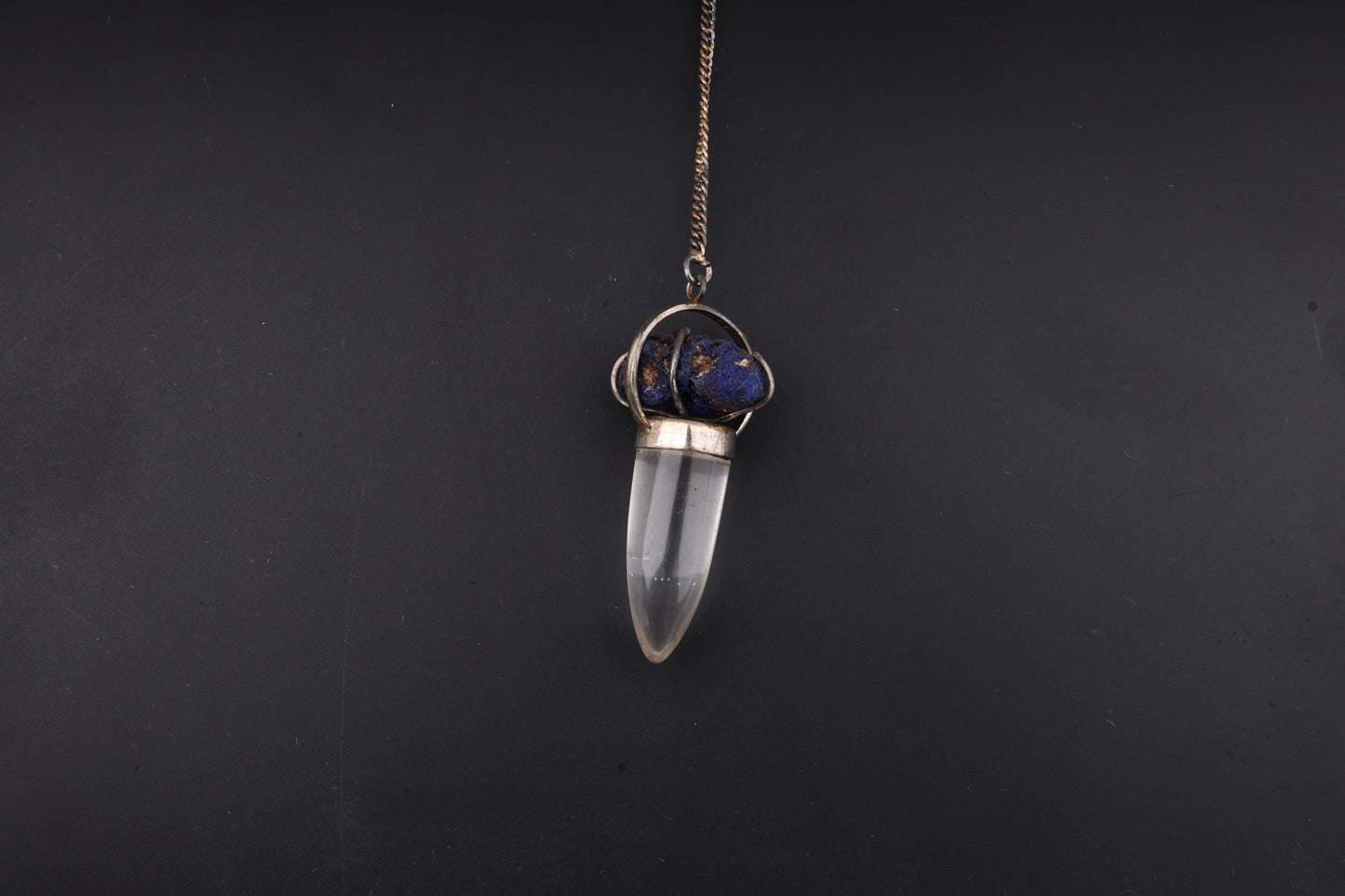 Clear Quartz with Azurite Pendants
