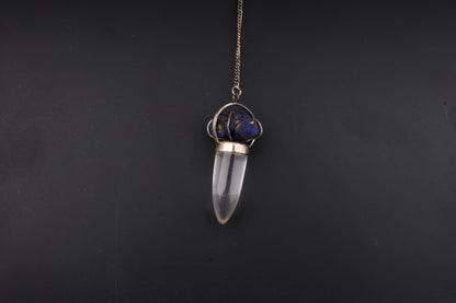 Clear Quartz with Azurite Pendants