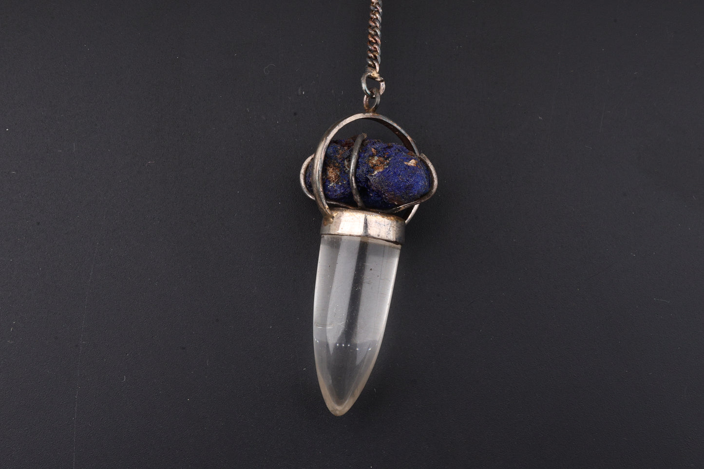 Clear Quartz with Azurite Pendants