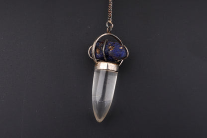 Clear Quartz with Azurite Pendants