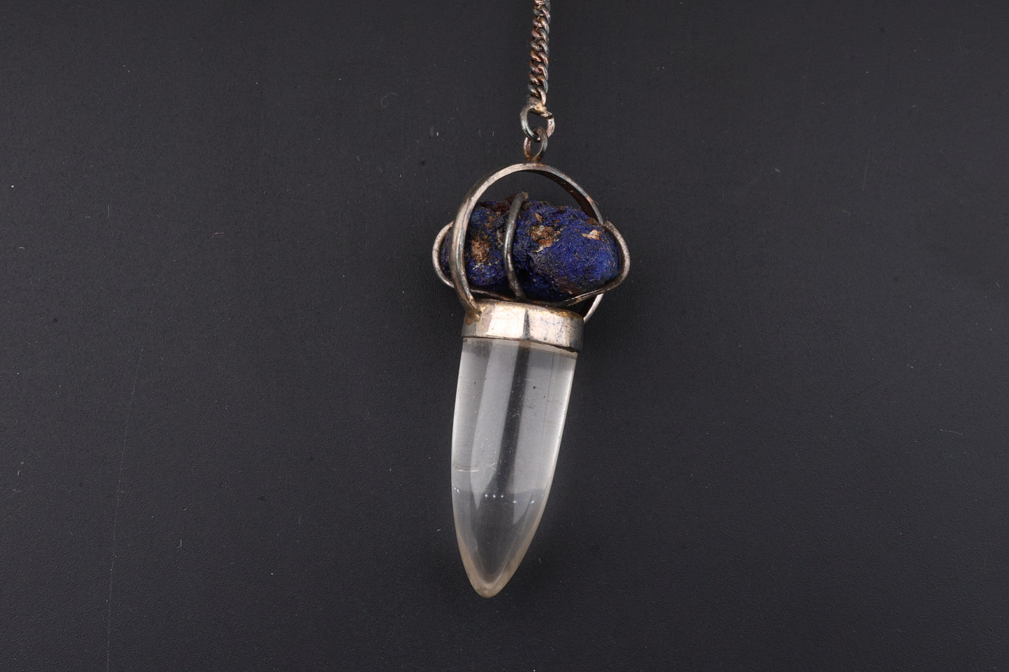 Clear Quartz with Azurite Pendants