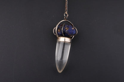Clear Quartz with Azurite Pendants