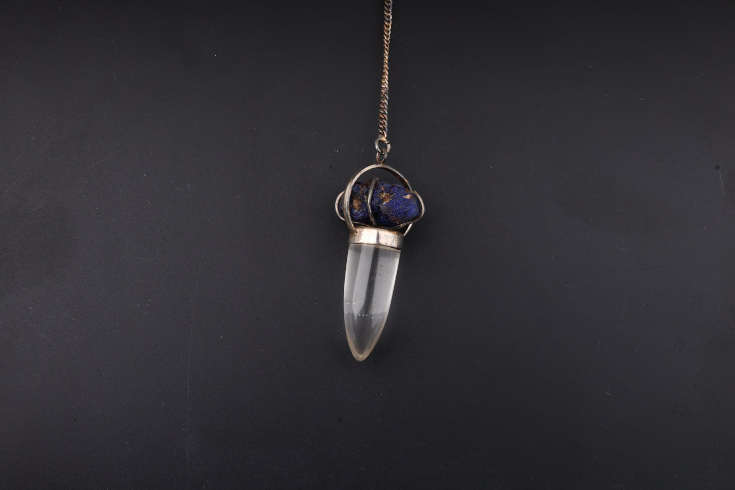 Clear Quartz with Azurite Pendants