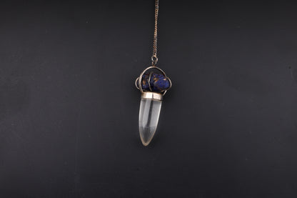 Clear Quartz with Azurite Pendants