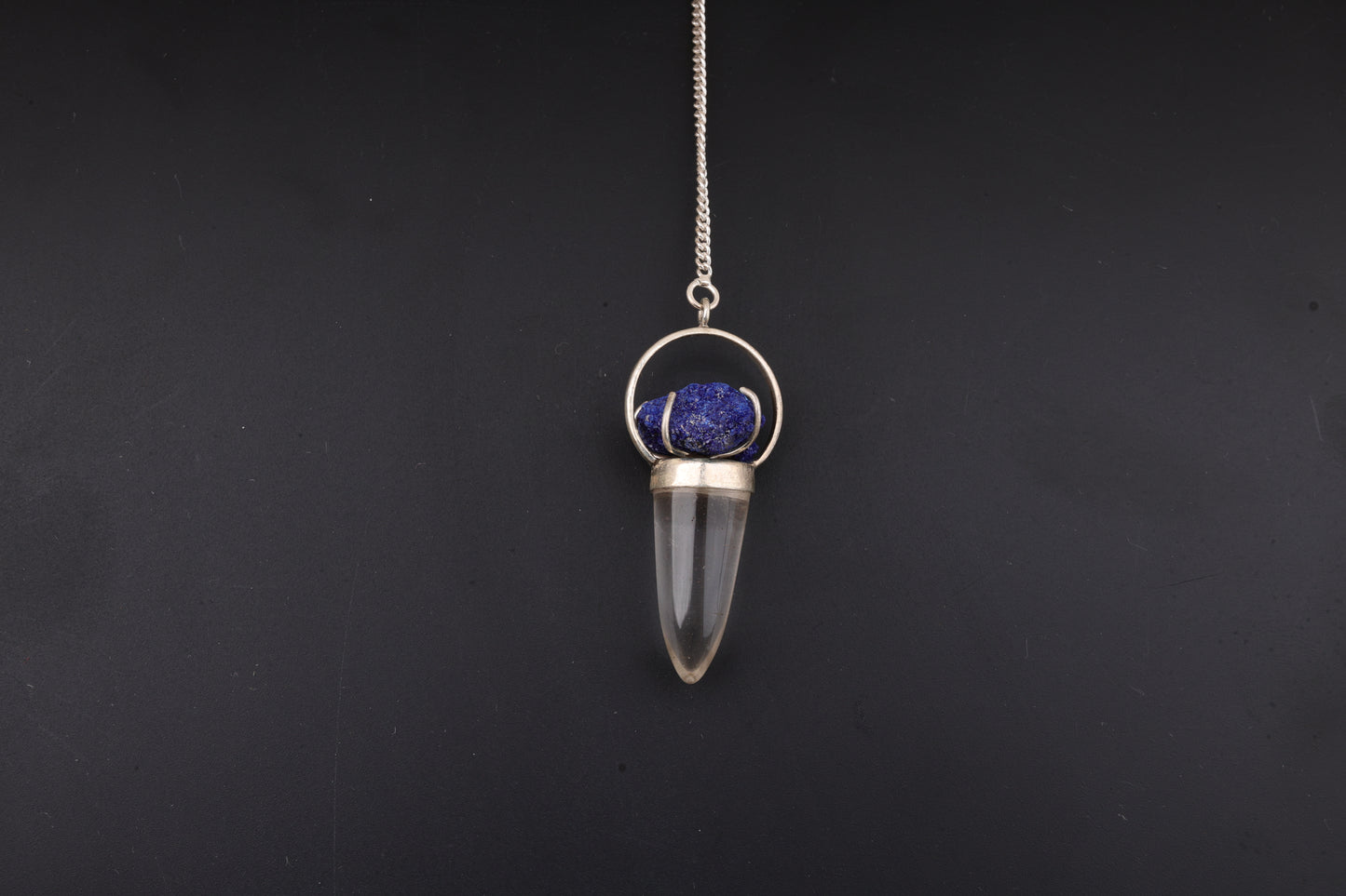 Clear Quartz with Azurite Pendants