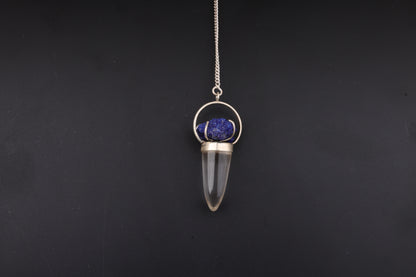 Clear Quartz with Azurite Pendants