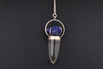 Clear Quartz with Azurite Pendants