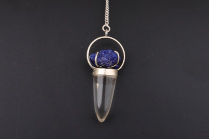 Clear Quartz with Azurite Pendants