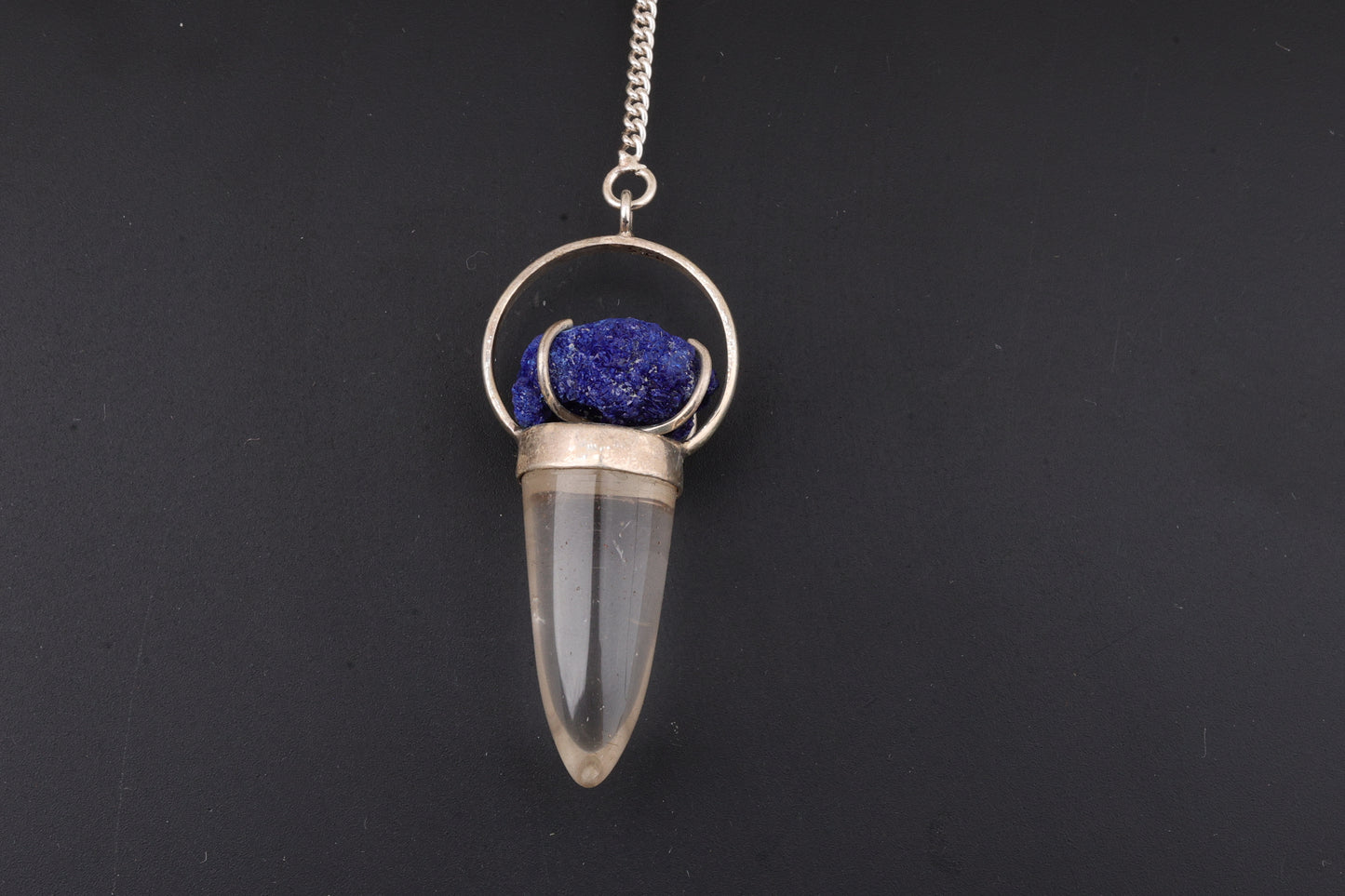 Clear Quartz with Azurite Pendants