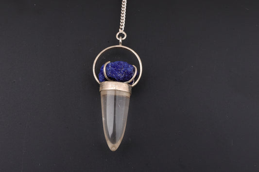 Clear Quartz with Azurite Pendants