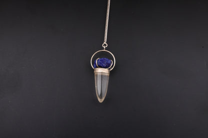 Clear Quartz with Azurite Pendants
