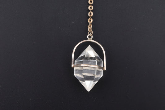 Clear Quartz Double Terminated Crystal Cage Pendants