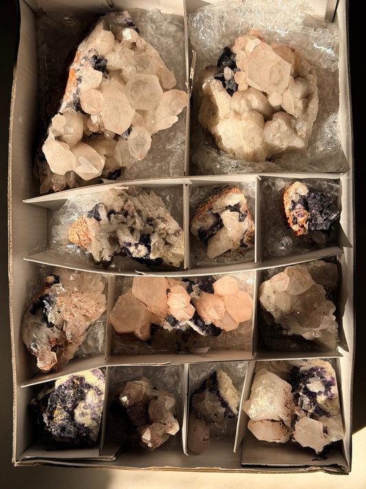 Fluorite on Quartz - 2.3 KGS, 11PCS