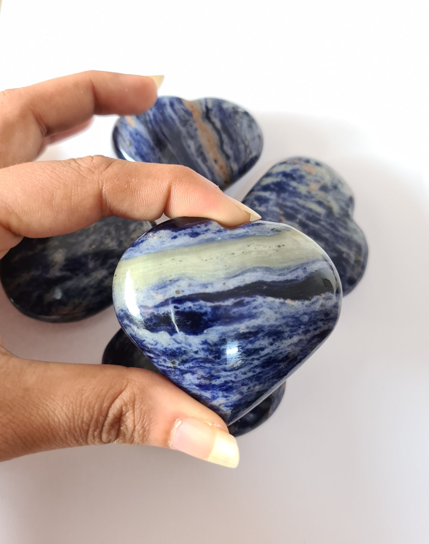 Sodalite Hearts (Big Sized 50-55 mm) image 1
