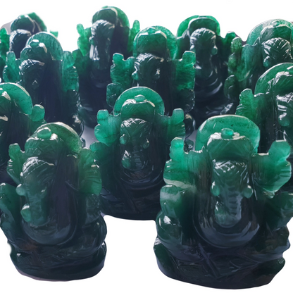 Green Aventurine Mini Ganeshas image 0