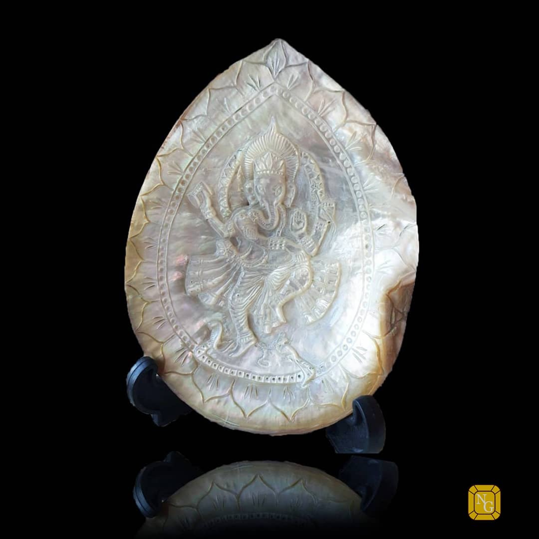 Mother of Pearl Carved Ganeshas image 0