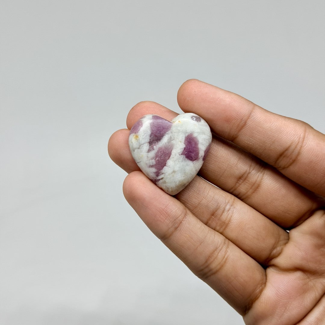 Mini Pink Tourmaline in Quartz Heart (1pc)