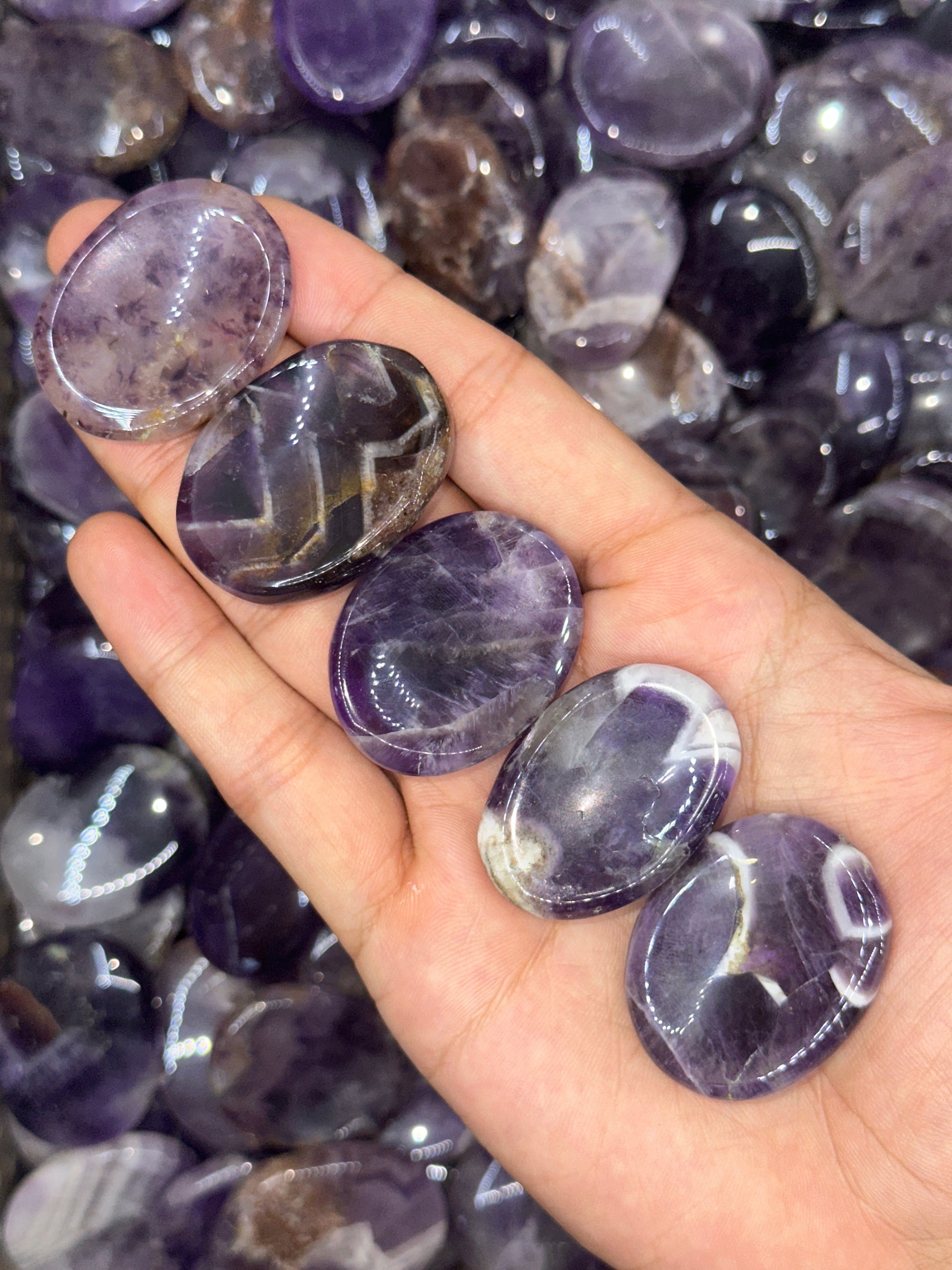 Chevron Amethyst Worry Stones image 1
