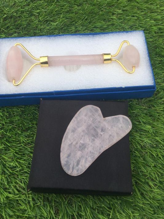 Rose Quartz Face Kit (Gua Sha + Face Roller) image 0