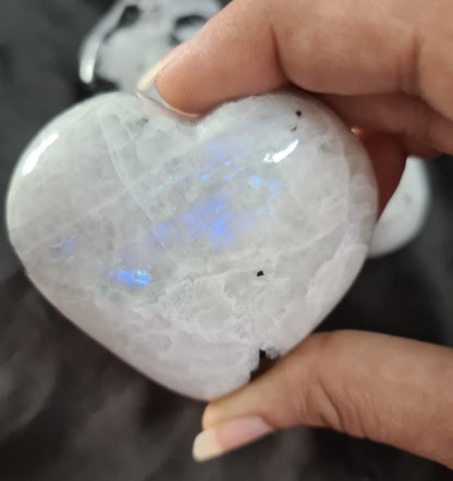 White Rainbow Moonstone Hearts (Big Sized 50-55 mm) image 1