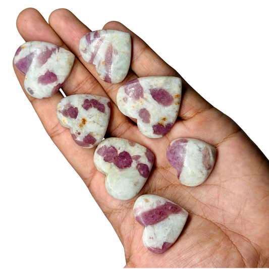 Mini Pink Tourmaline in Quartz Heart (1pc)