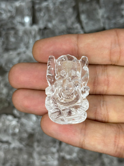 Clear Quartz Ganesha - 1 inch image 2