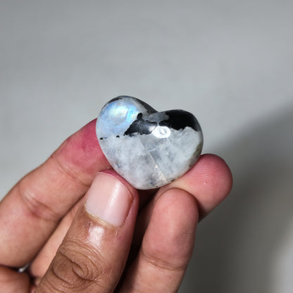 Rainbow Moonstone Mini Puffy Heart