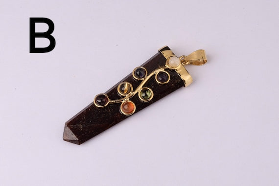 7 Chakra Tiger Eye Stone Pendants