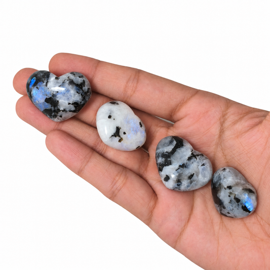 Rainbow Moonstone Mini Puffy Heart