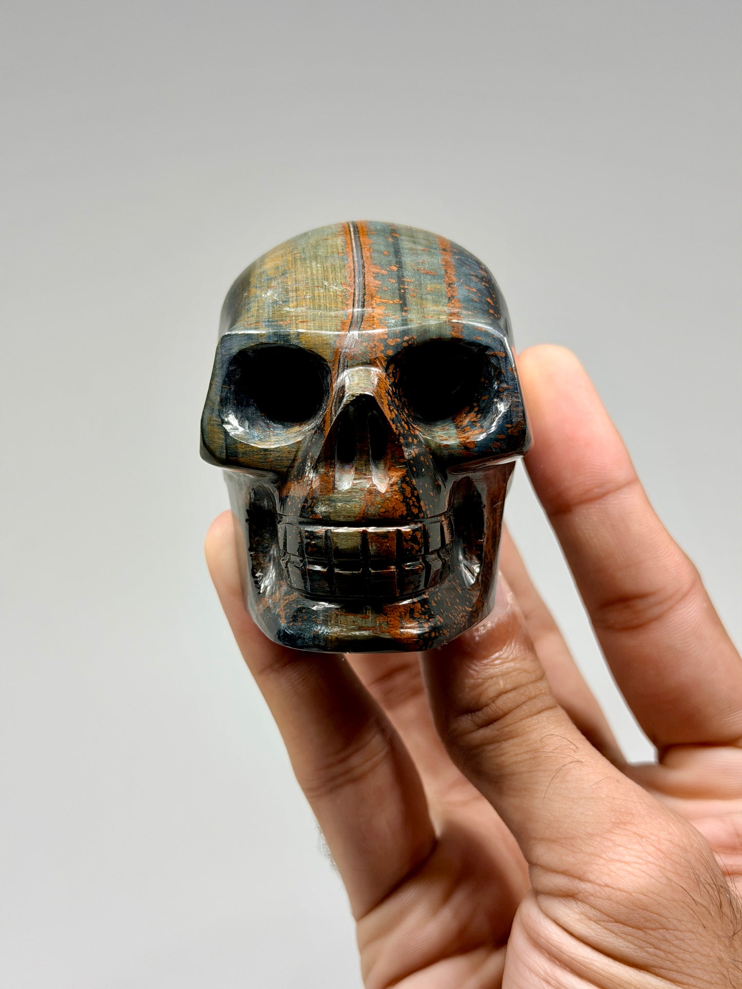 Blue Tiger Eye Skull