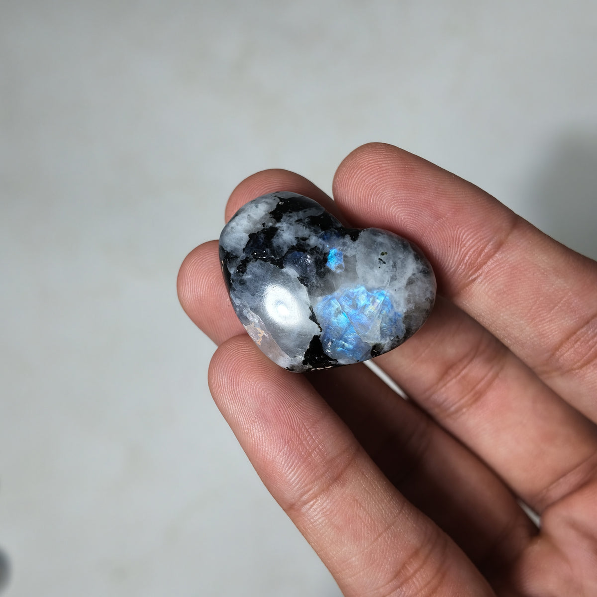 Rainbow Moonstone Mini Puffy Heart